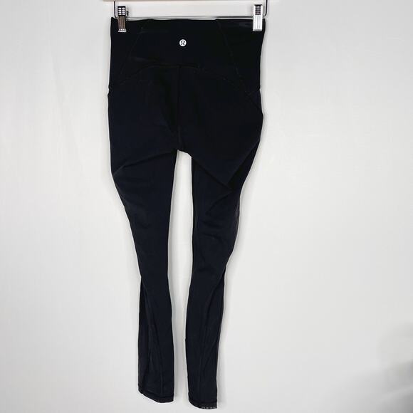 Lululemon Womens 4 Black Train Times 7/8 Leggings 25" Mesh Piecing Activewear - Picture 2 of 8
